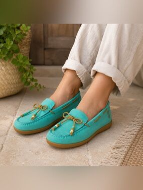 Vans Surf Suede Siders Turquoise Suede Moccasin Loafers